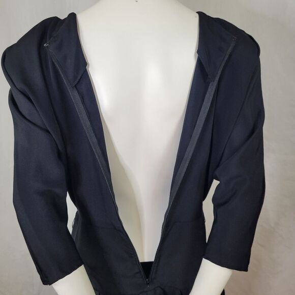 Betsy‎ & Adam Black Ruffle Skirt Faux Pearl Accent Sheath Dress Size 9/10 - Picture 7 of 9